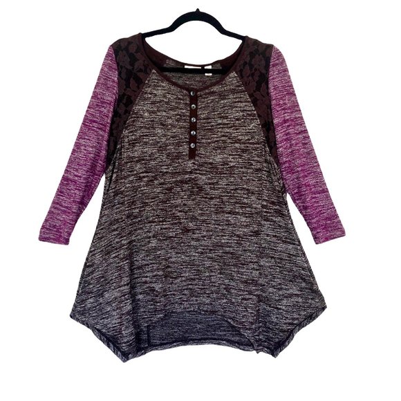 LOGO by Lori Goldstein Tops - LOGO by Lori Goldstein Space Dye Color-Blocked Top